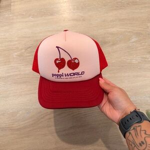 NWT Poppi World cherry trucker hat